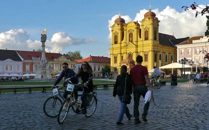 Auf dem Domplatz in Temeswar, dem historischen Zentrum des Banats